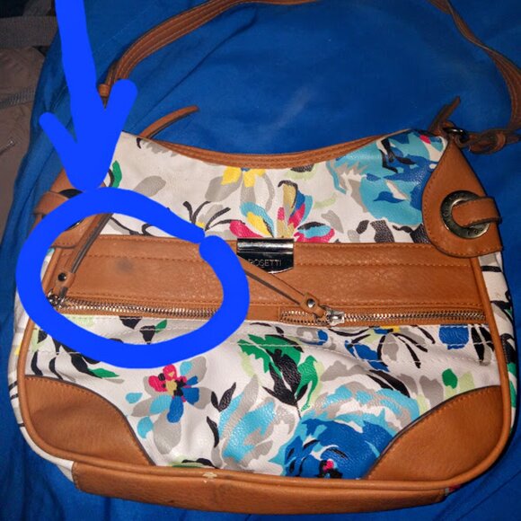 Rosetti floral print shoulder bag with light brown laether and chrome zippers - Picture 11 of 11